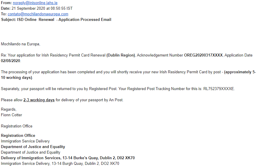 Email INIS Passaporte Email INIS Passaporte