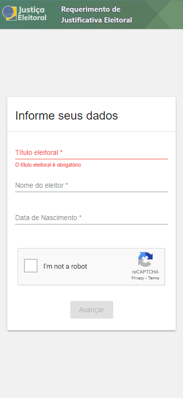 Justifica - Passo a passo 2 - Início dos dados pessoais