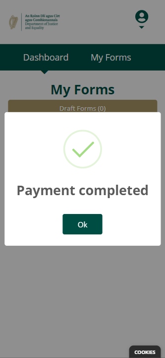 INIS Online - Step 10 - Pagamento confirmado