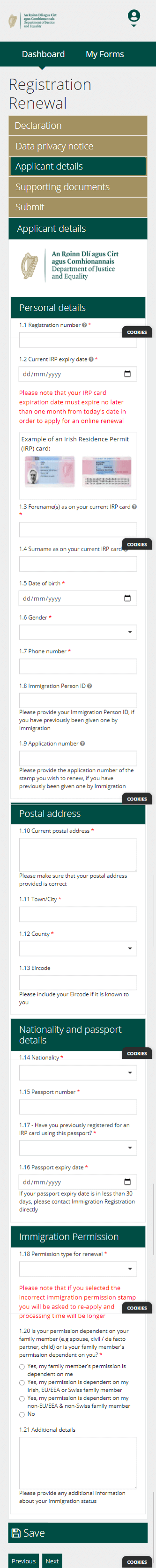 INIS Online - Step 6 - Dados para o visto