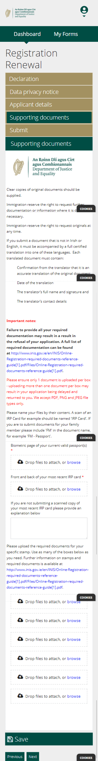 INIS Online - Step 7 - Documentos de Suporte