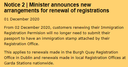 Notice 2 | Minister announces new arrangements for renewal of registrations via INIS